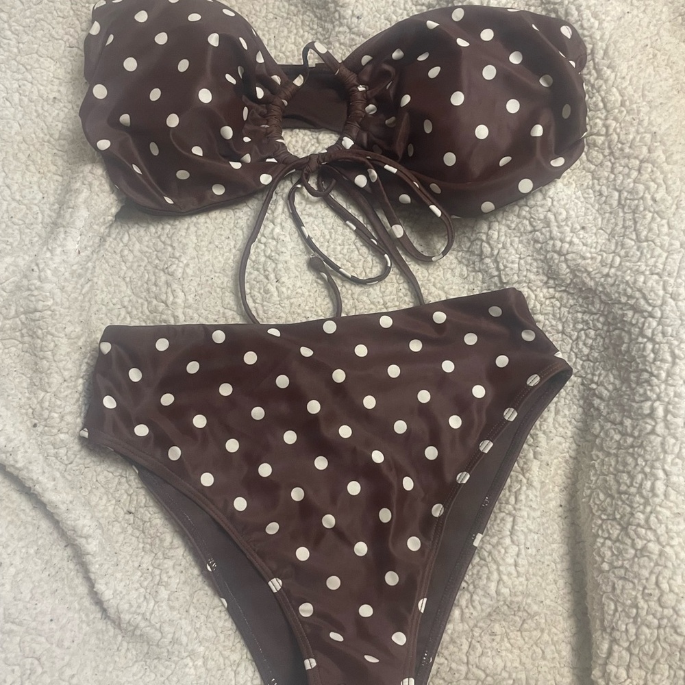 Brown Polka Dot Bikini Set